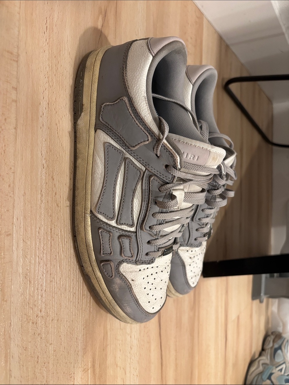 AMIRI Gray and White Low-Top Sneakers